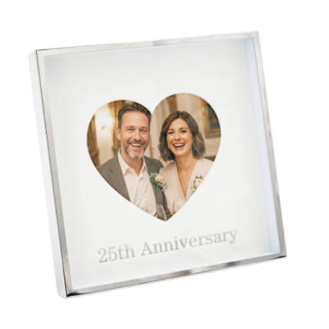 Happy Homewares 25Th Anniversary 4X4 Nickel Heart Frame With Silver Foil