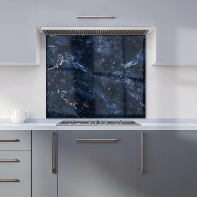 Warren Reed - Designer Navy Blue Quartz Effect Kitchen Splashback Size: 600mm x 750mm Blue Unisex 600mm x 750mm