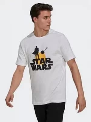 adidas X Star Wars: The Mandalorian Graphic T-Shirt, Black/White Size M Men