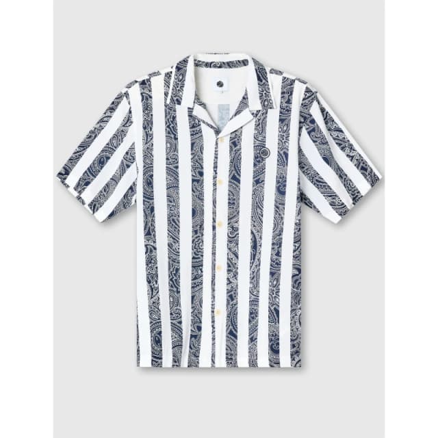 Pretty Green Mens Marshall Short-Sleeve Patterned Shirt Navy male Small