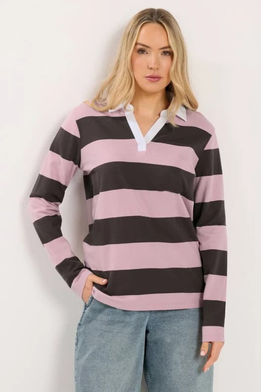 Long Tall Sally Womens Tall Striped Rugby Sweatshirt Size: 18 Multicolor Female 18
