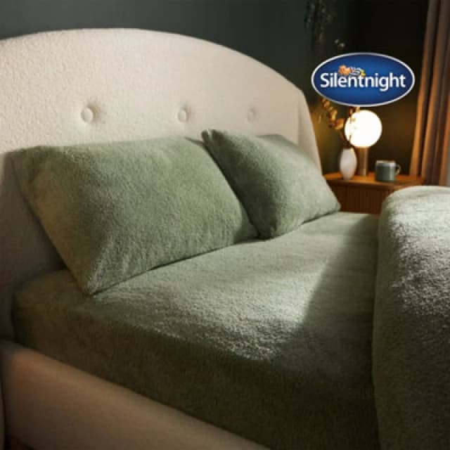 Silentnight Teddy Fleece Fitted Sheet - Sage - King Age W73NC Unisex King