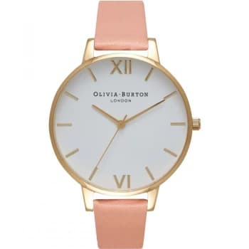 White Dial Dusty Pink & Gold Watch