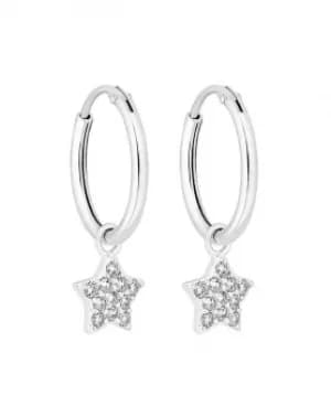 Simply Silver Star Charmed Hoop Earrings