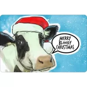 Cute But Abusive Merry Bloody Tin Christmas Door Sign (One Size) (Sky Blue/White/Black)