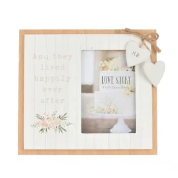 4" x 6" - Love Story Wooden Photo Frame - Happily Ever After