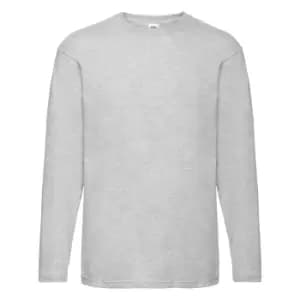 Fruit Of The Loom Mens Valueweight Crew Neck Long Sleeve T-Shirt (L) (Heather Grey)