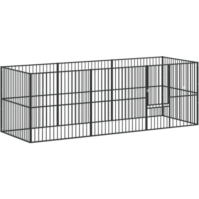 vidaXL Dog Playpen 8 Panels Black Galvanised Steel, Black 3209557