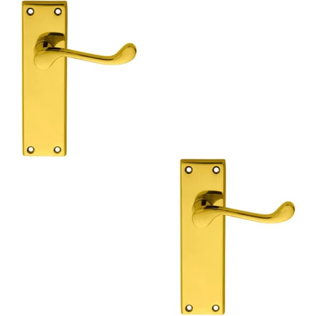 Loops 2x PAIR Victorian Scroll Lever on Sweedor Latch Backplate 150 x 43mm Brass Metallics