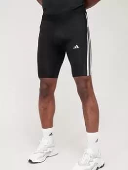 adidas Train TechFit 3 Stripe Shorts - Black Size XS Men