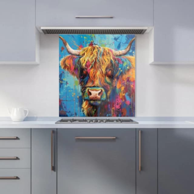 Warren Reed - Designer Splashart Highland Cow Kitchen Splashback W600Mm X H650Mm, Multi WR00886-P451