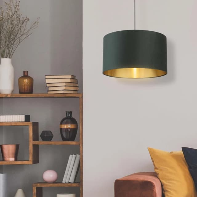 Lighting Collection Velvet Drum Shade Green unisex 50cm