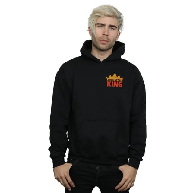 Disney Men The Lion King Movie Long Live Breast Print Hoodie in Black Size: Small Black S Male 5059308582584