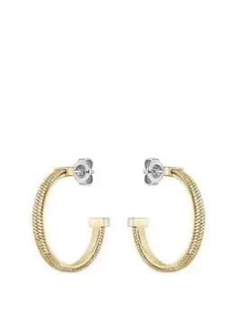 BOSS Ladies BOSS Zia Yellow Gold IP Hoop Earrings, Gold, Women