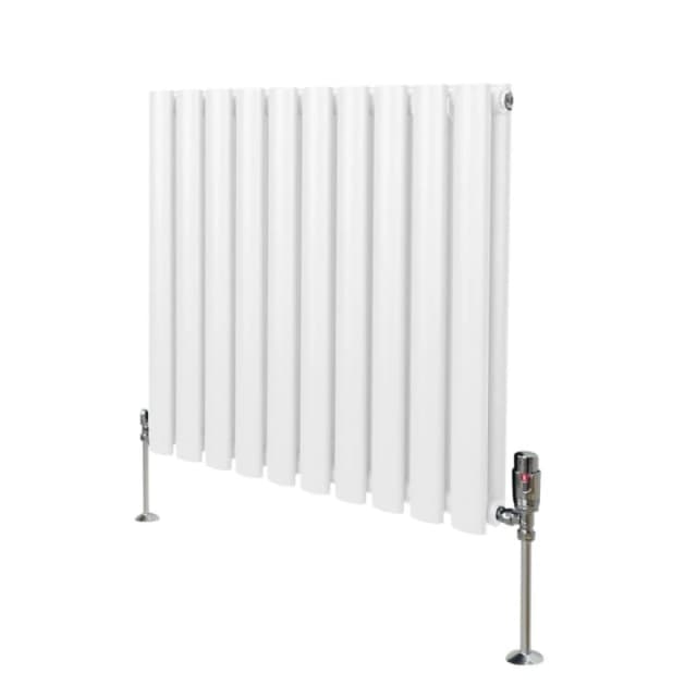 MONSTER-SHOP Oval Column Radiator 600mm x 600mm & trv Chrome Valves Modern 5055986194163