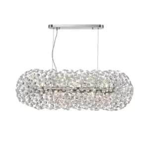 Salisbury Oblong Linear Ceiling Pendant 10 Light G9 Polished Chrome, Crystal (28 extra sets of crystal)