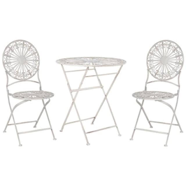 Beliani Bistro Set Folding Scafa Metal White