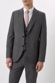 Slim Fit Grey Texture Grid Check Suit Jacket