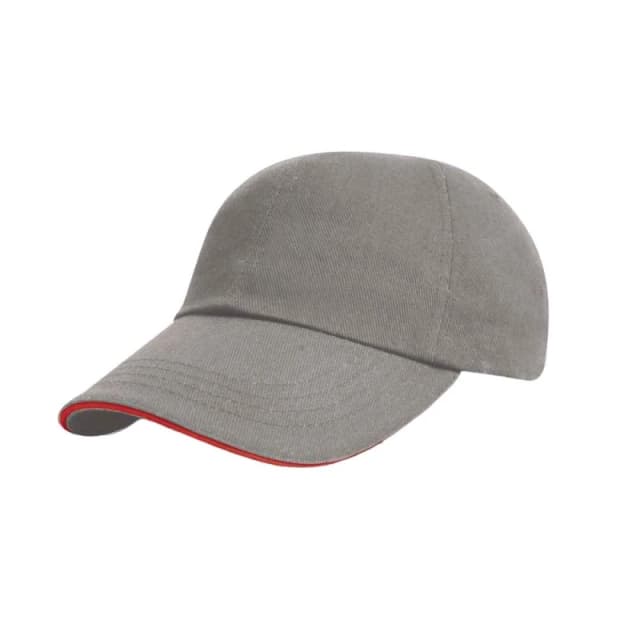 Result Womens Heavy Brushed Cotton Sandwich Peak Baseball Cap in Grey Grey Female One Size