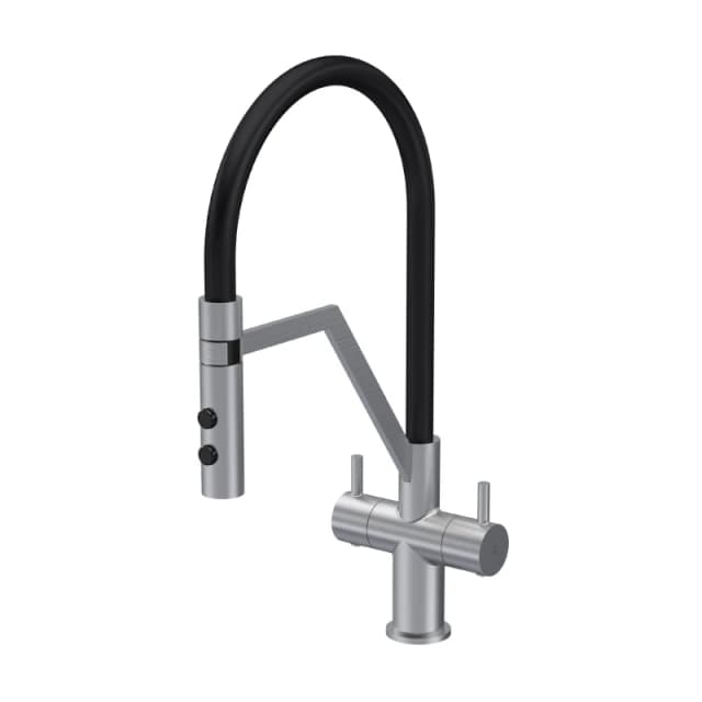 Balterley Kitchen Mono Mixer Tap with 2 Lever Handles Brushed Nickel 436mm Metallics unisex