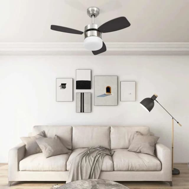 VIDAXL Ceiling Fan with Light and Remote Control 76cm Dark Brown Vidaxl 8720286145982