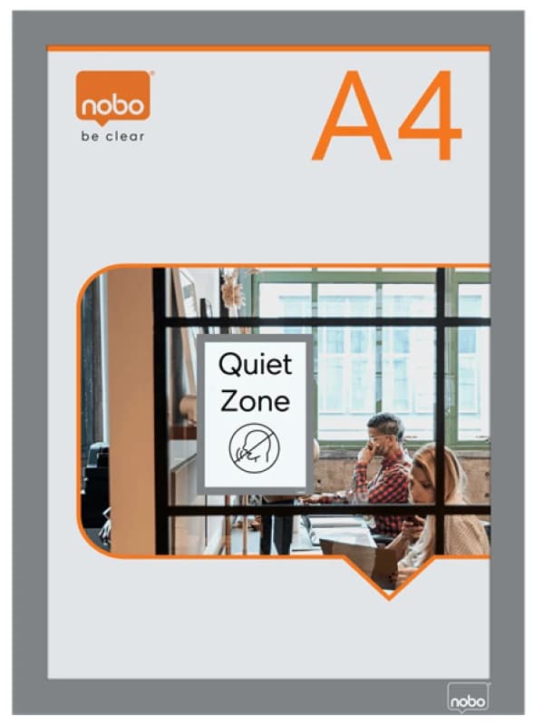 Nobo 1915696 Self - adhesive Magnetic Poster Frame A4 Silver