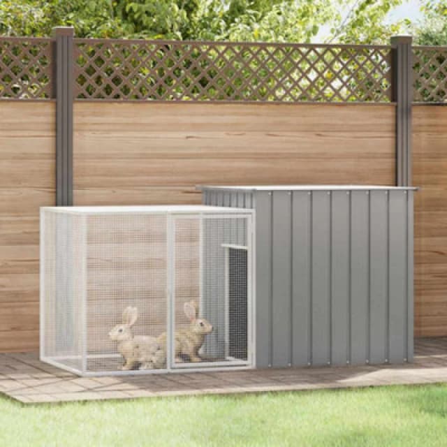 vidaXL Rabbit Cage Grey 200x91x100cm Galvanised Steel, Grey 3155528