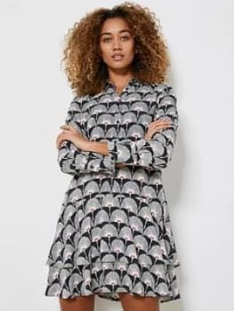 Mint Velvet Jude Print Tiered Mini Dress - Black