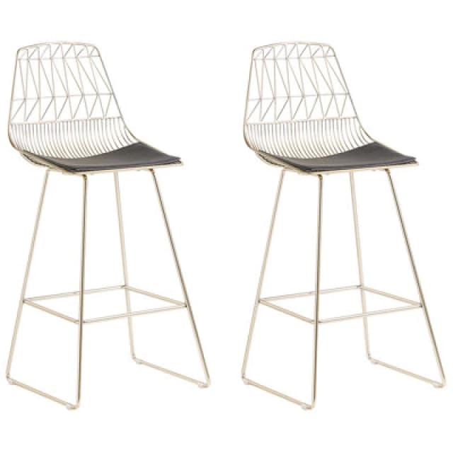 Beliani Set Of 2 Bar Chairs Preston Metal Gold