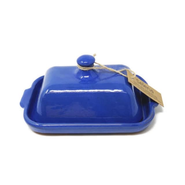 Verano Spanish Ceramics Selena Glazed Hand Dipped Kitchen Dining Butter Dish Blue 20Cm L X 13Cm W (Internal 4.5Cm H)