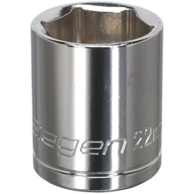 Loops 22mm Chrome Plated Drive Socket - 1/2" Square Drive - High Grade Carbon Steel Metallics