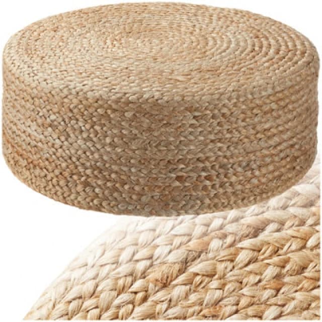 Tectake 1 Footstool - Oval Shape, Boho Style, Natural Jute Fibres - Beige