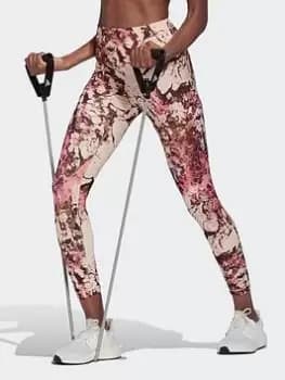 adidas Yoga Essentials Print 7/8 Tights, Orange Size M Women