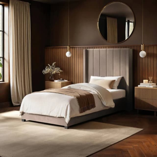 Flair Tiggy Single Ottoman Bed Velvet in Beige Beige Unisex Single