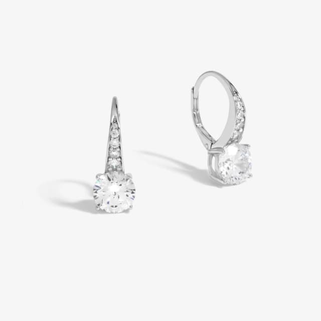 Jon Richard Rhodium Plated Cubic Zirconia French Hook Round Earrings Silver female