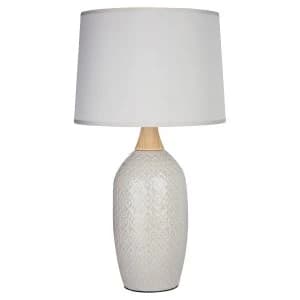 Premier Housewares Willow Table Lamp in Grey Ceramic with Grey Fabric Shade