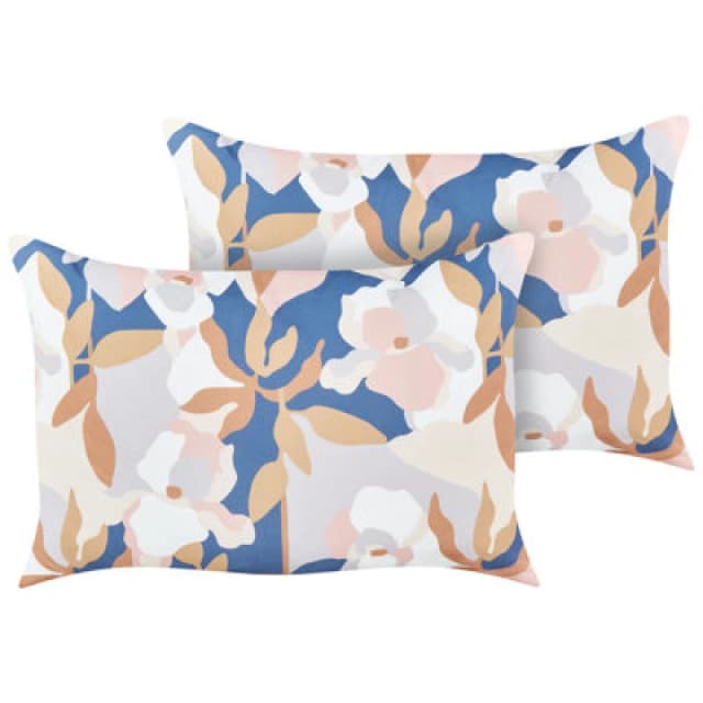 Beliani Set Of 2 Outdoor Cushions Verezzi Floral Pattern 40 X 60 Cm Multicolour