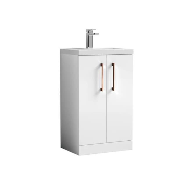 Balterley Bathroom Vanity Basin Unit, Copper Handles, 500mm, Gloss White White Unisex