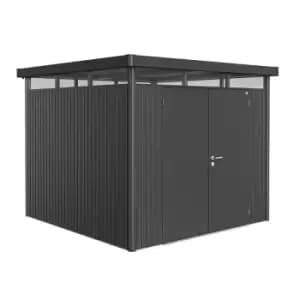 8' x 8' Biohort HighLine H4 Dark Grey Metal Double Door Shed (2.52m x 2.52m)