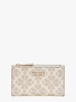 Spade Flower Coated Canvas Small Slim Bifold Wallet - Cream - One Size