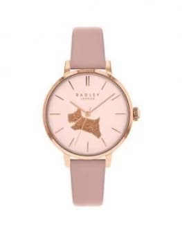 Radley Champagne And Gold Glitter Dog Dial Taupe Leather Strap Ladies Watch