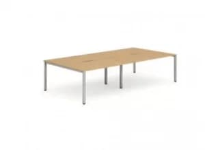B2B Silver Frame Bench Desk 1200 Beech (4 Pod)