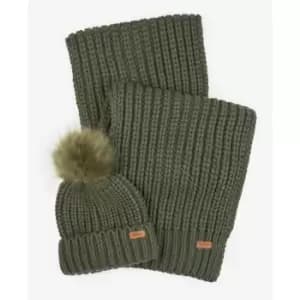 Barbour Saltburn Beanie & Scarf Set - Green