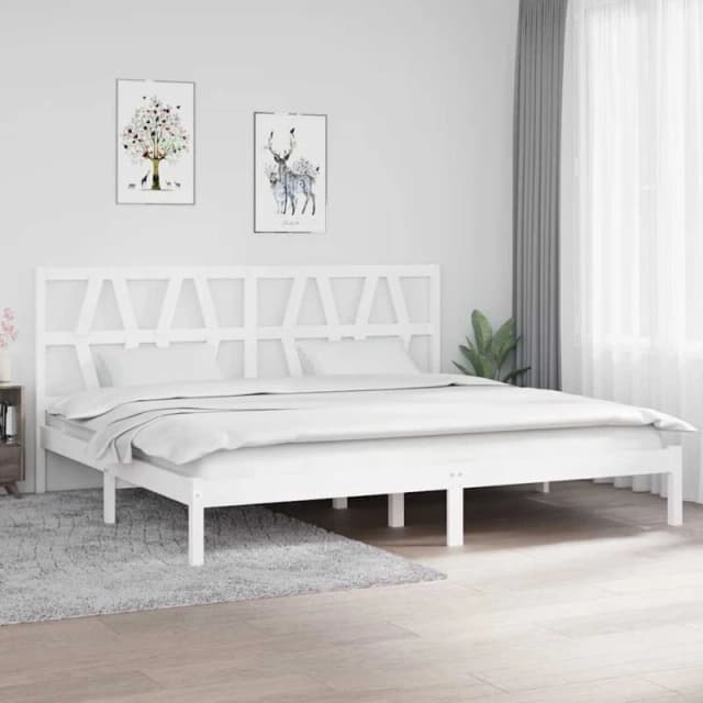 VIDAXL 3104019 Bed Frame without Mattress White Solid Wood 200x200cm (810038+818641) Vidaxl 8720287027690