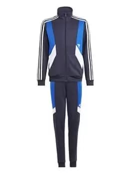 Boys, adidas Junior Colourblock 3 Stripe Tracksuit, Navy/Blue, Size 15-16 Years