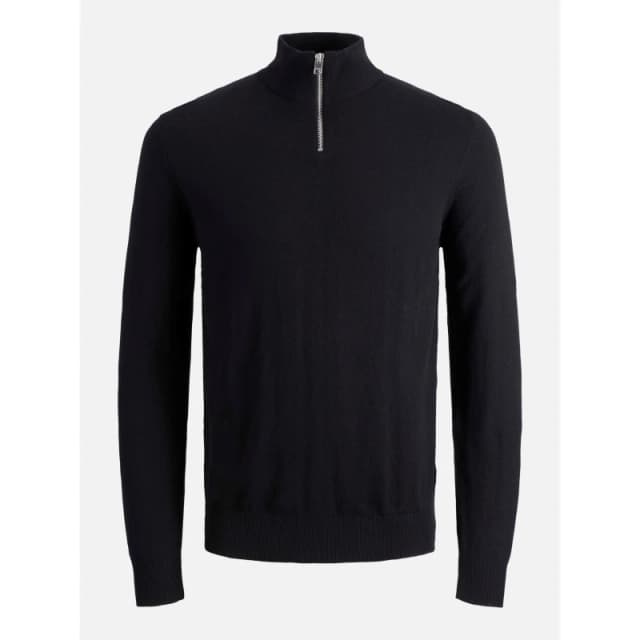 Jack and Jones Emil Half Zip Knitted Top Mens Black male L