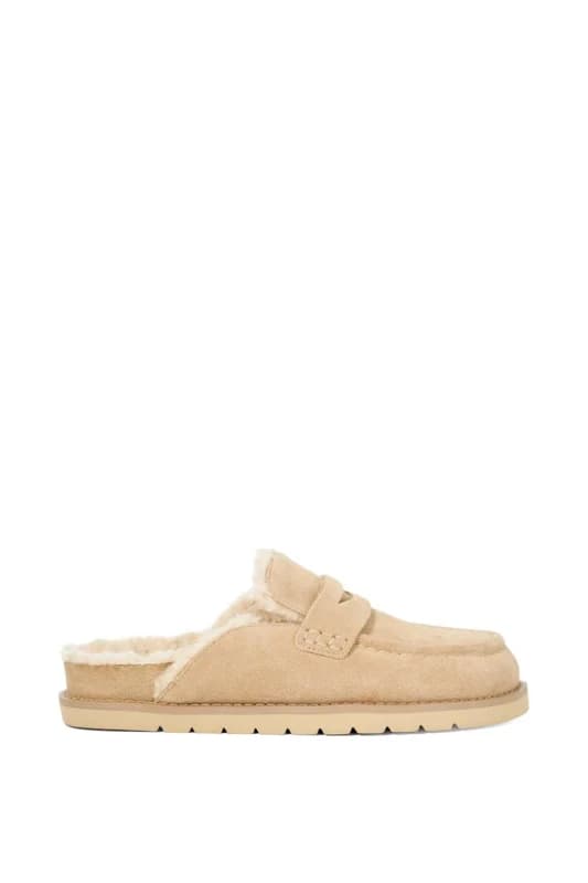 Dune London Womens 'Goldys' Suede Mules in Beige Size: 6 Beige Female 6