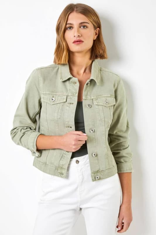 Roman Classic Cotton Denim Jacket Dark Green