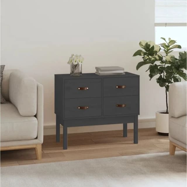 Vidaxl Console Cabinet Grey 90X40X78cm Solid Wood Pine, Grey 821741