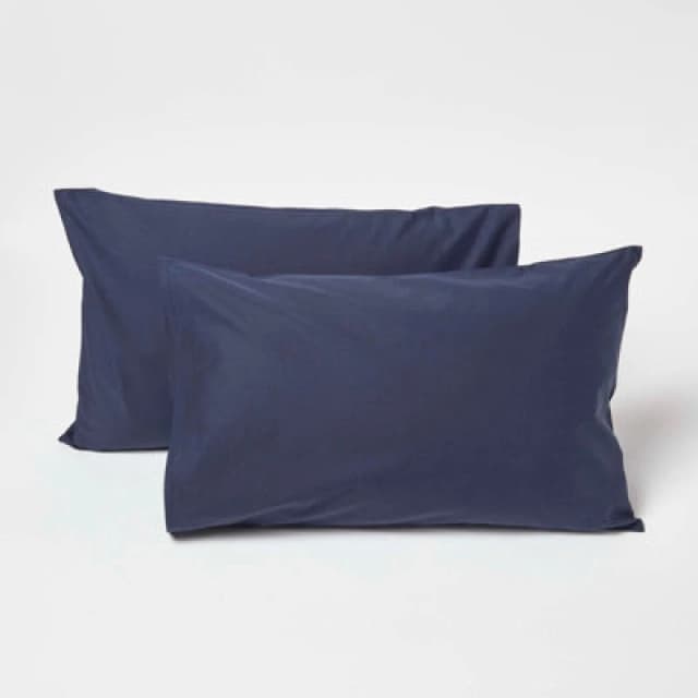 Homescapes Cotton Kids Pillowcases 40 x 60cm 200 Thread Count, 2 Pack Navy